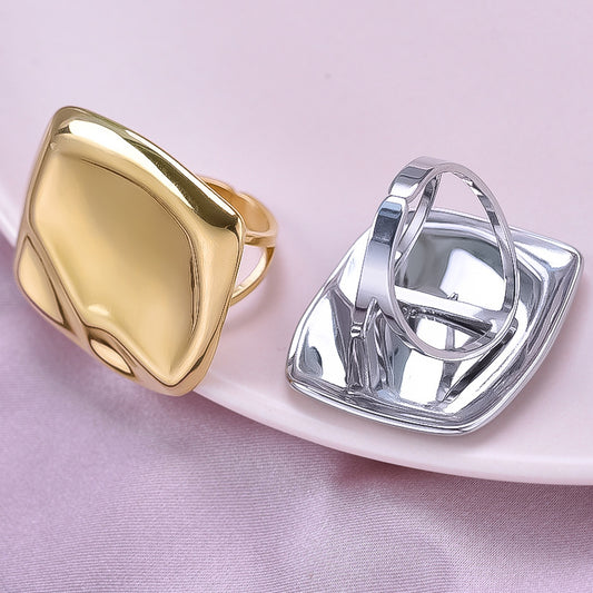 Women's Stainless Steel Fashion Minimalist Square Personalized Cold Rings