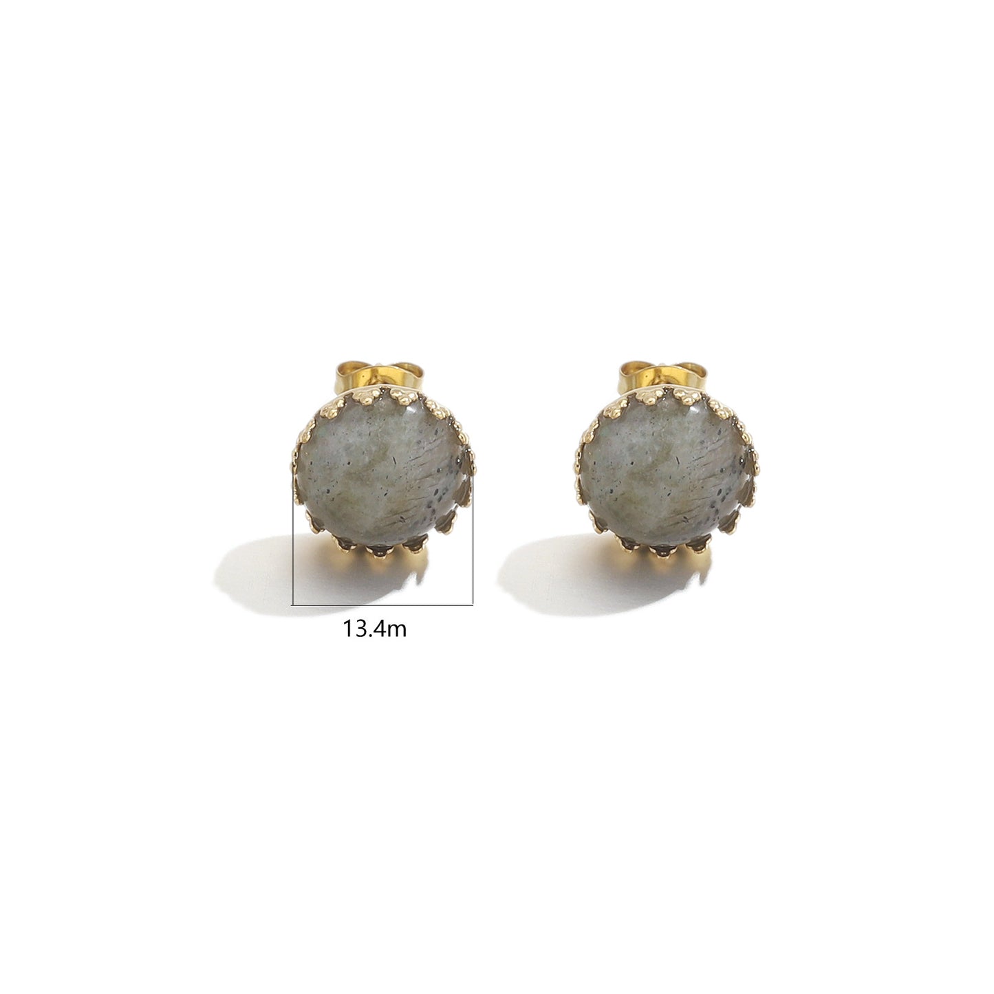 Stainless Steel Natural Stone Titanium Ear Tigereye Earrings