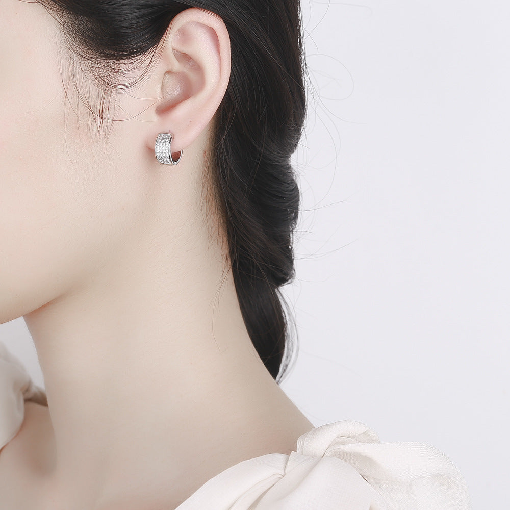 Full Diamond Cufflinks Round Rhinestone Fashion Earrings
