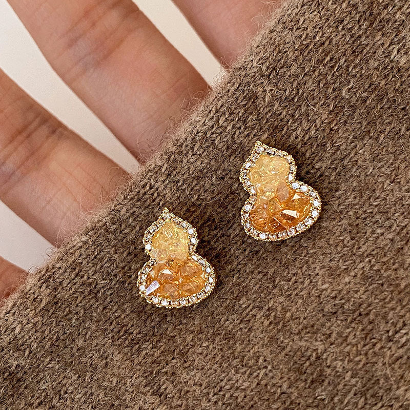 Women's High-grade Champagne Crystal Gourd Pony For Retro Minority Affordable Luxury Rings