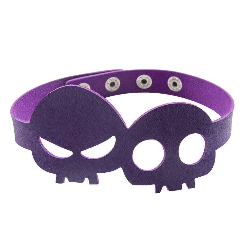 Exaggerated Personalized Halloween Skull Leather Clavicle Chain Necklaces
