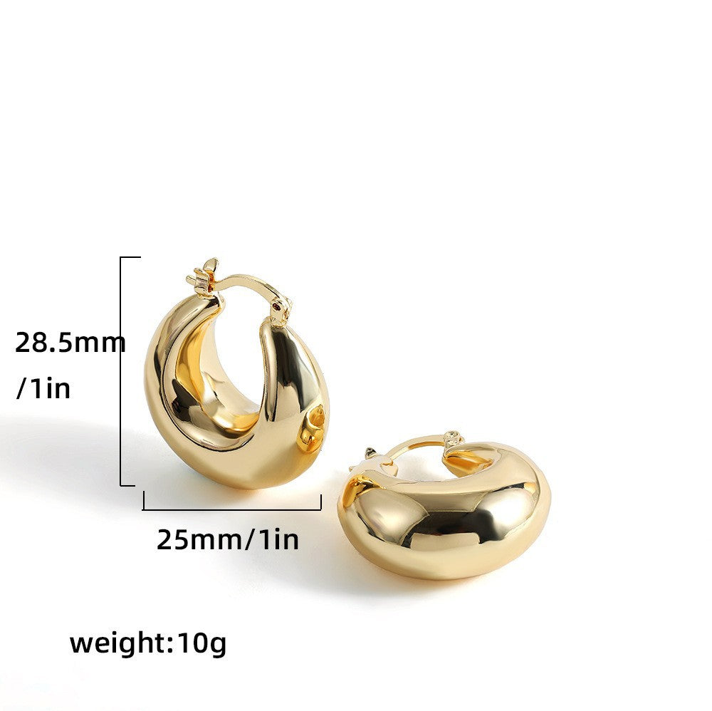 Steel Golden Smooth Hollow Simplicity Exaggeration Earrings