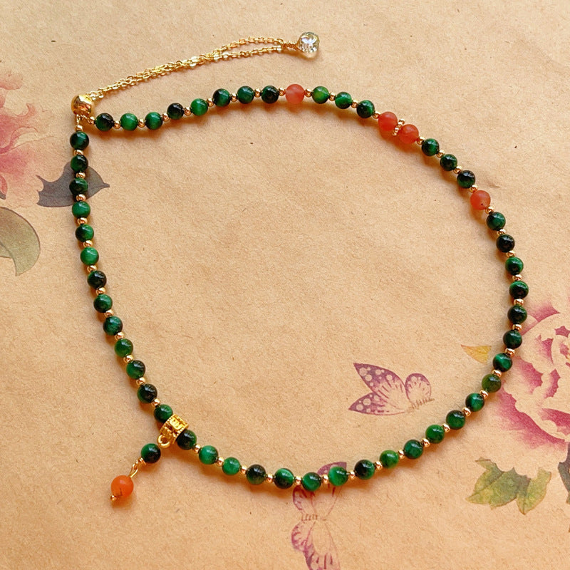Women's Tigereye Crystal Korean Fashion Beaded Double Circle Bracelet