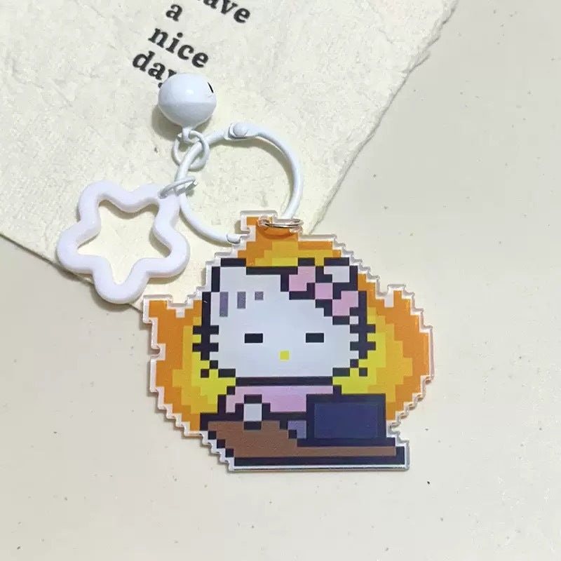 Pixel Cartoon Key Button Schoolbag Cute Acrylic Hang Decorations Hanging Ornaments
