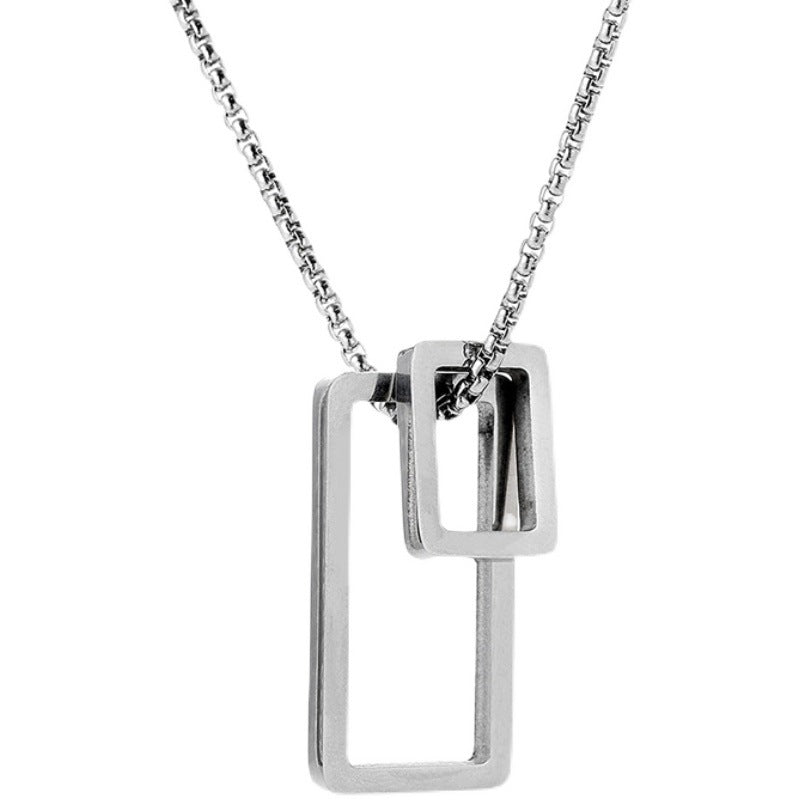 Titanium Steel Unisex Style Rectangular Stainless Necklace