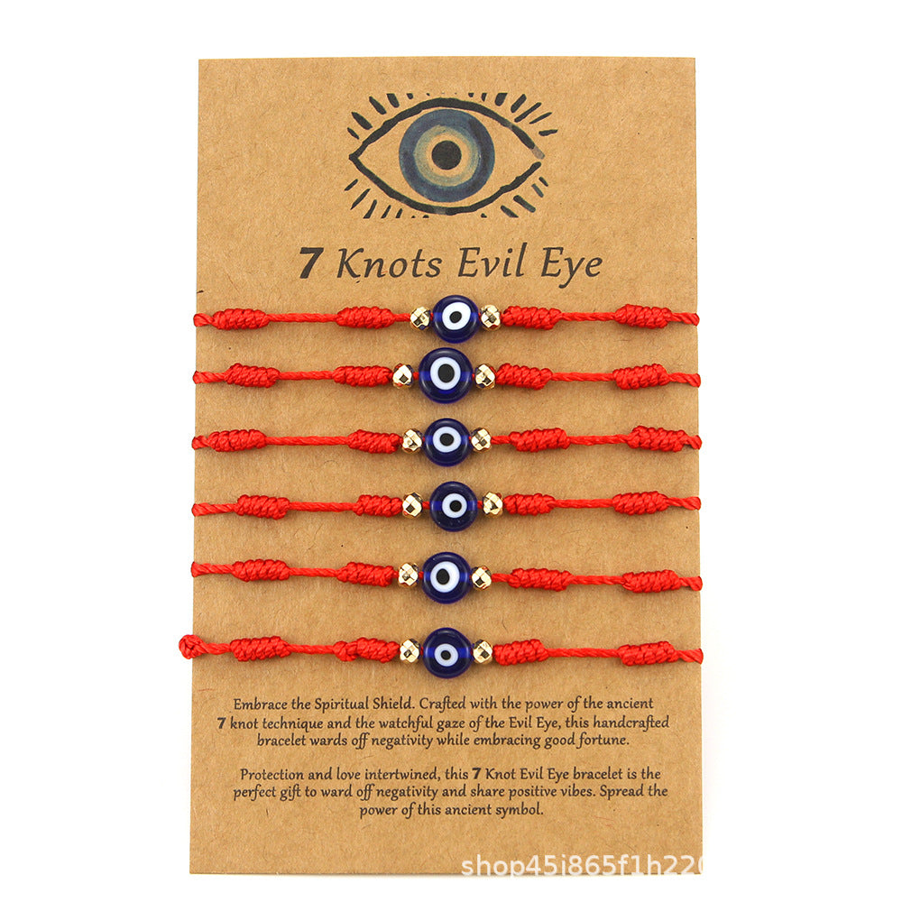 Devil's Eye Red Rope Woven Sets Of Cards Adjustable Couple Bracelets