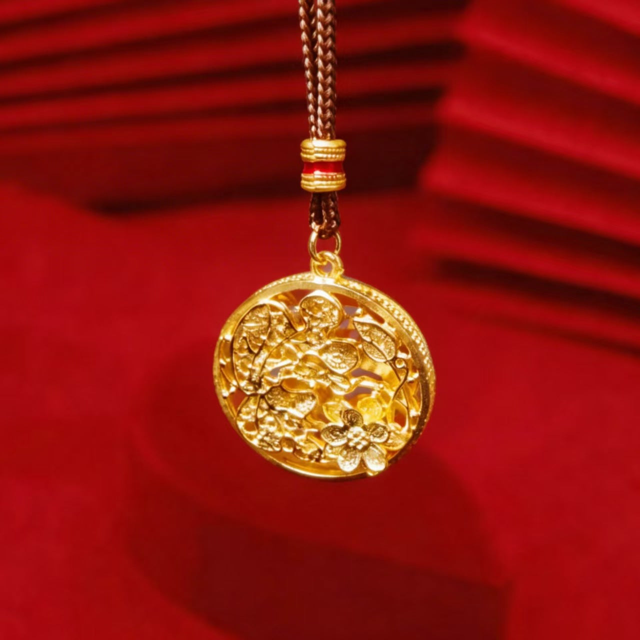 Women's & Men's Gourd Yellow God Of Wealth Buddha Mixed Alloy Retro National Necklace