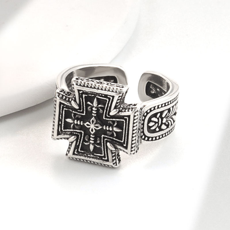 Embossed Vintage Cross Fashion Unique Exquisite High Rings