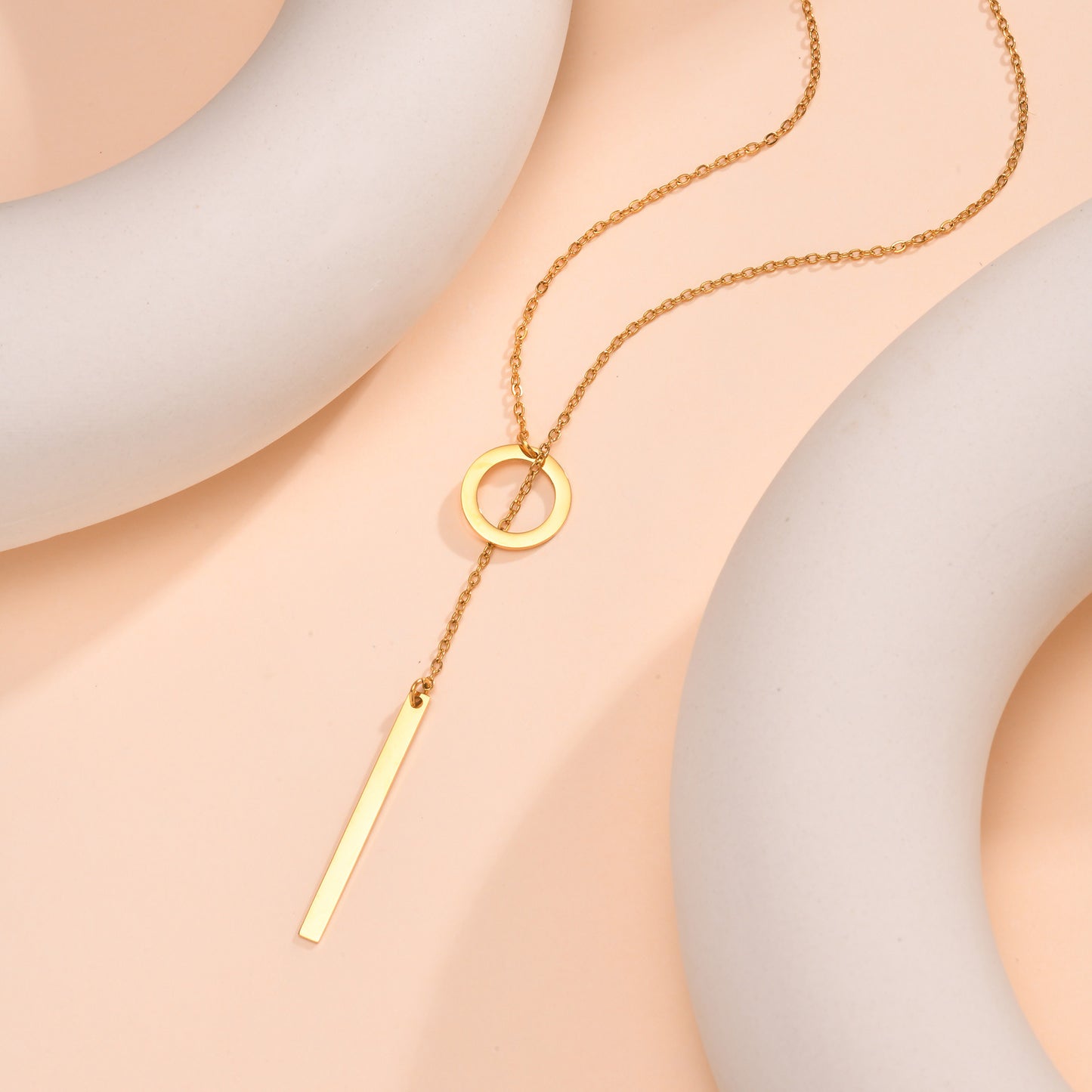 Stainless Steel Cross Chain Golden Rectangular Adjustable Clavicle Necklace