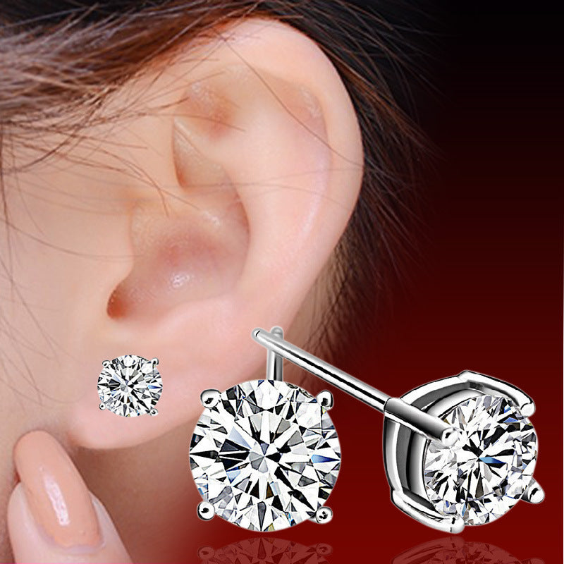 Moissanite Ear Female With Hearts Sterling Earrings