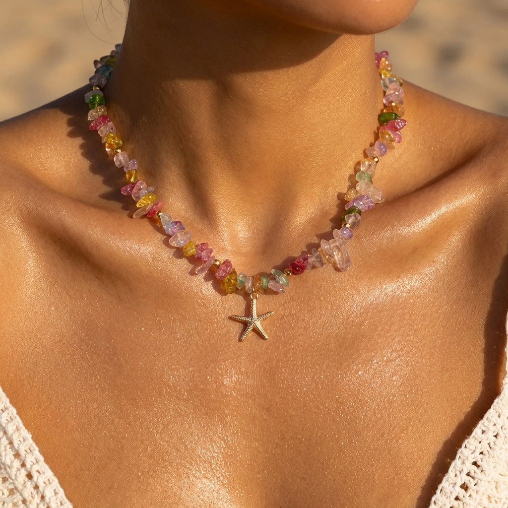 Fashion Natural Stone Beaded Fresh Niche Necklace