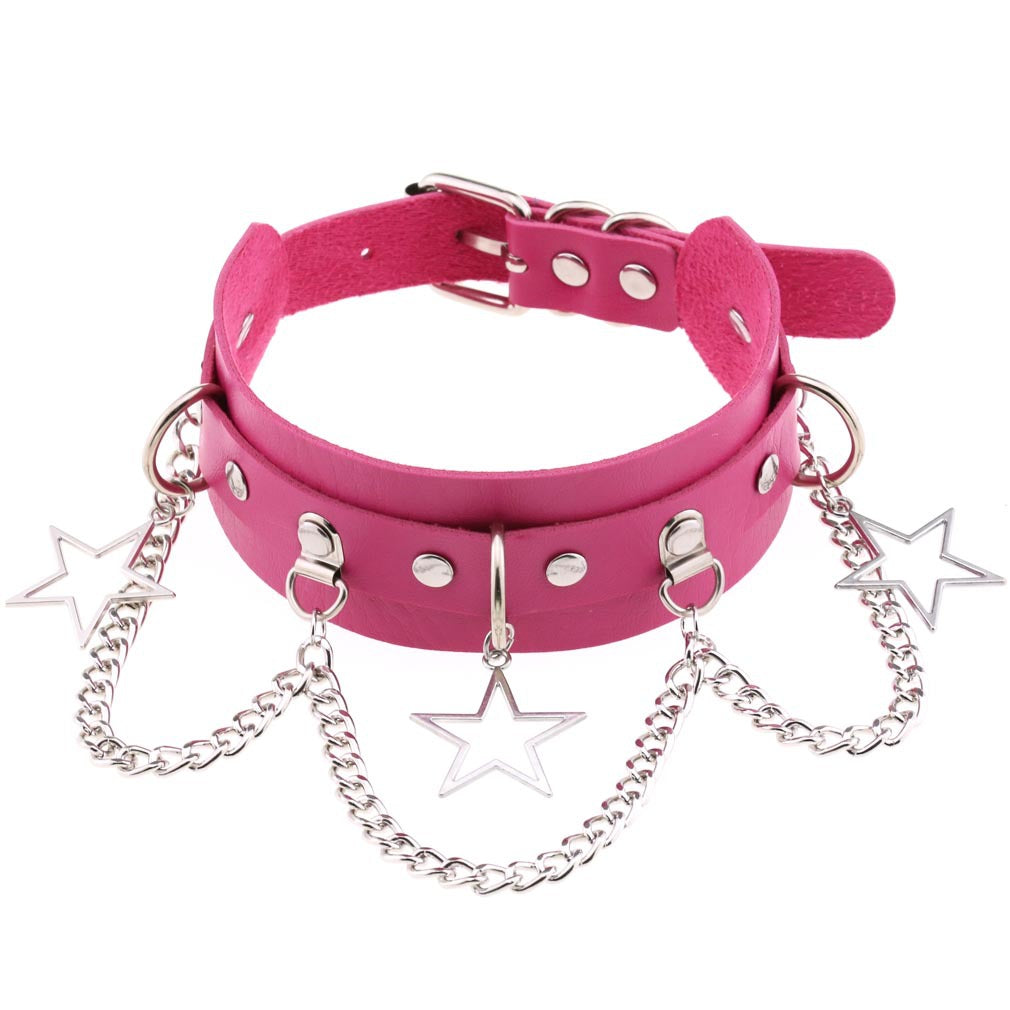 Street Shooting Nightclub Five-pointed Star Chain Clavicle Neck Bandana Collar