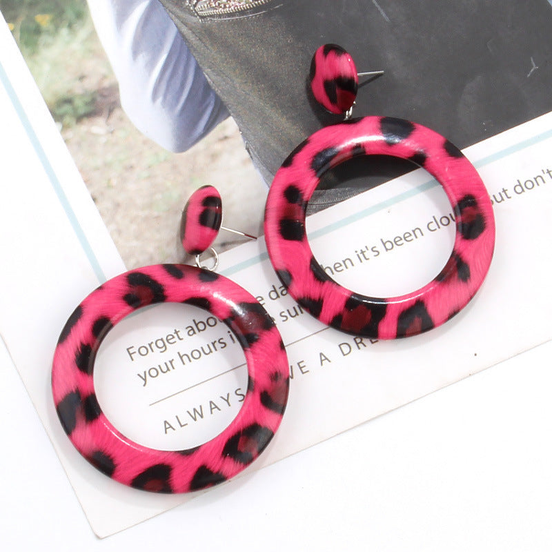 Women's Fashion Leather Trendy Exaggerated Big Round Earrings