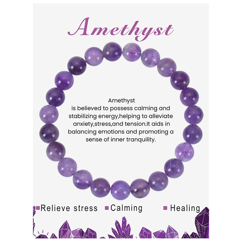 Amethyst Beaded Elastic String Natural Stone Crystal Agate Bracelet