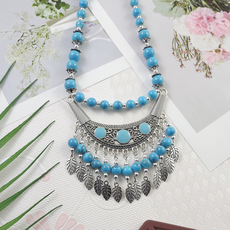 Ethnic Tibetan Colorful Beads Female Phoenix Necklace