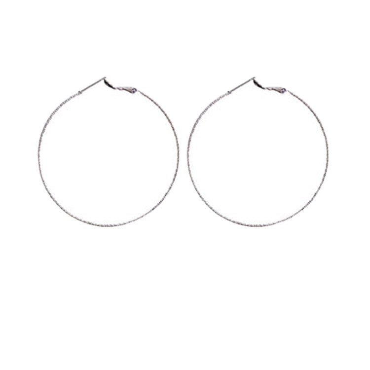 Metal Big Circle Bright Gold Frosted Ear Earrings