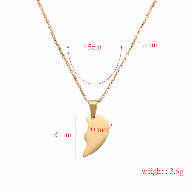 Fashion Titanium Steel Couple Heart Love Necklaces