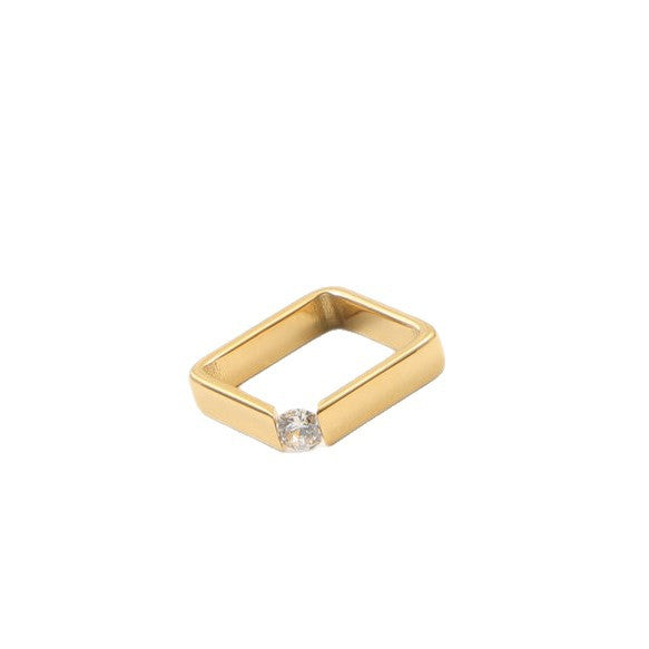 Square Clip Stone Titanium Steel Gold Plated Bracelet
