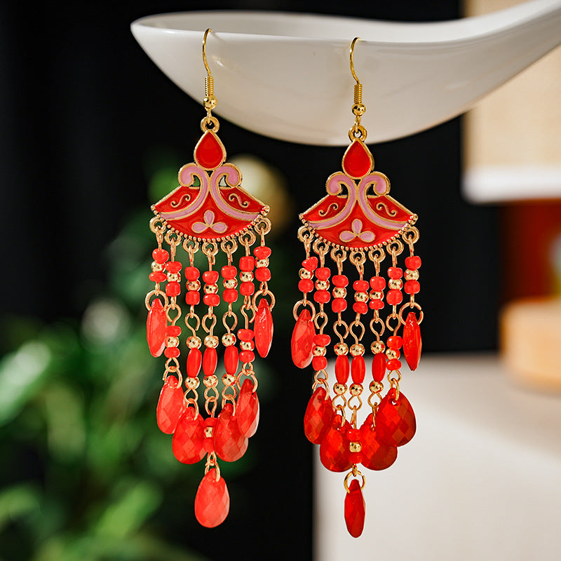 Women's Bohemian Bead Acrylic Water Drop Retro Vacation Rings