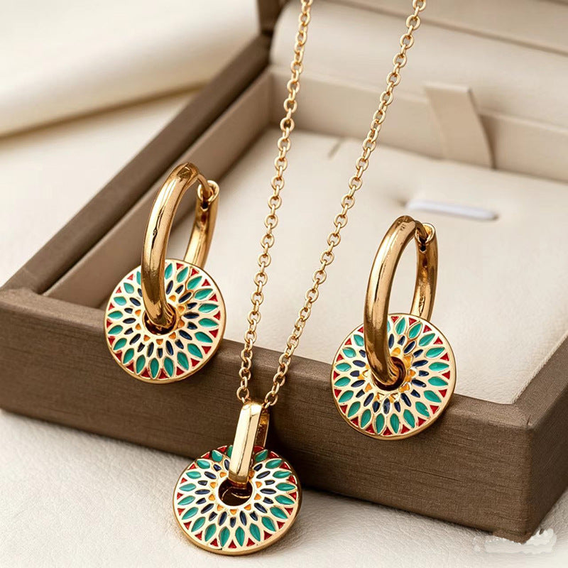 Painted Daisy Pattern Stylish Simple Personality Jewelry Set