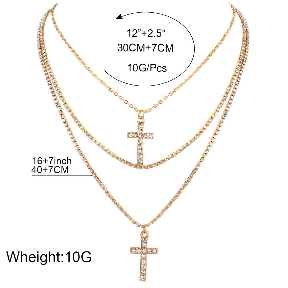 Vintage Cross Bead Simple Clavicle Chain Necklaces