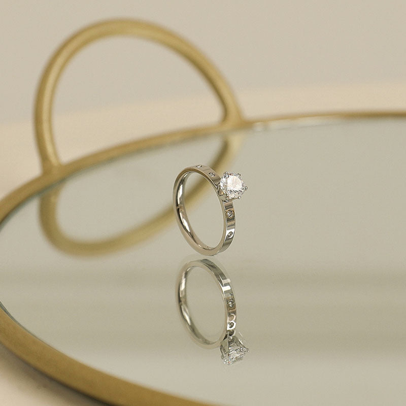 Titanium Steel Zircon Female Rose Gold Couple Fashion Personality Rings