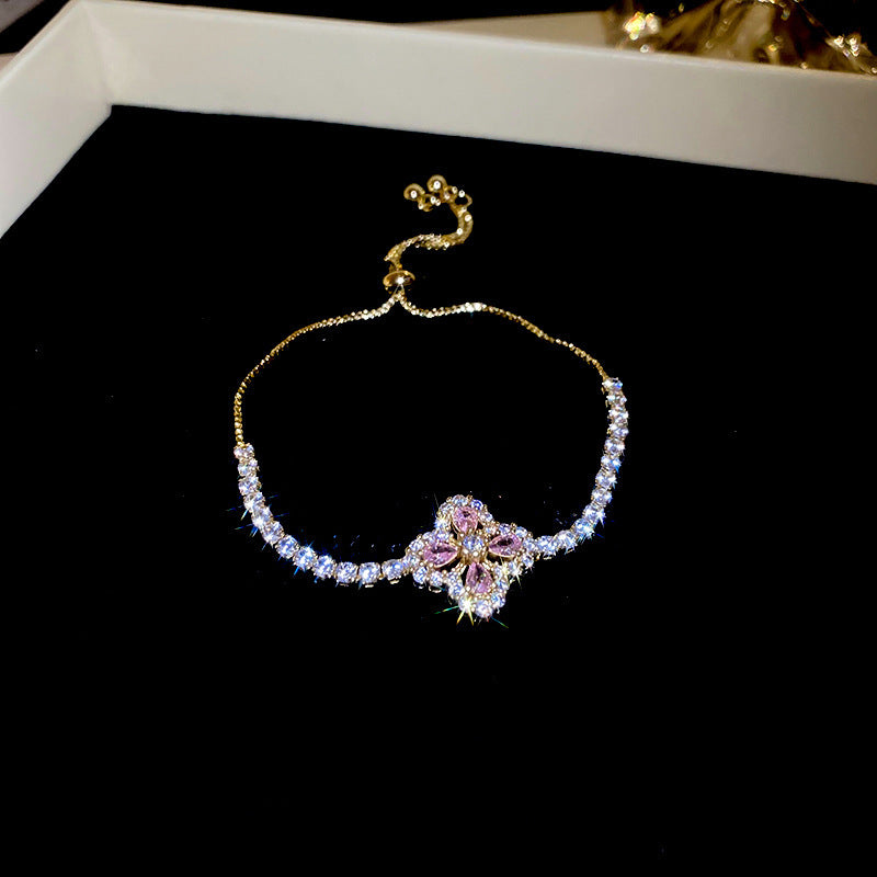 Women's Korean Geometric Round Zircon Light Luxury High-grade Stylish Simple Bracelets