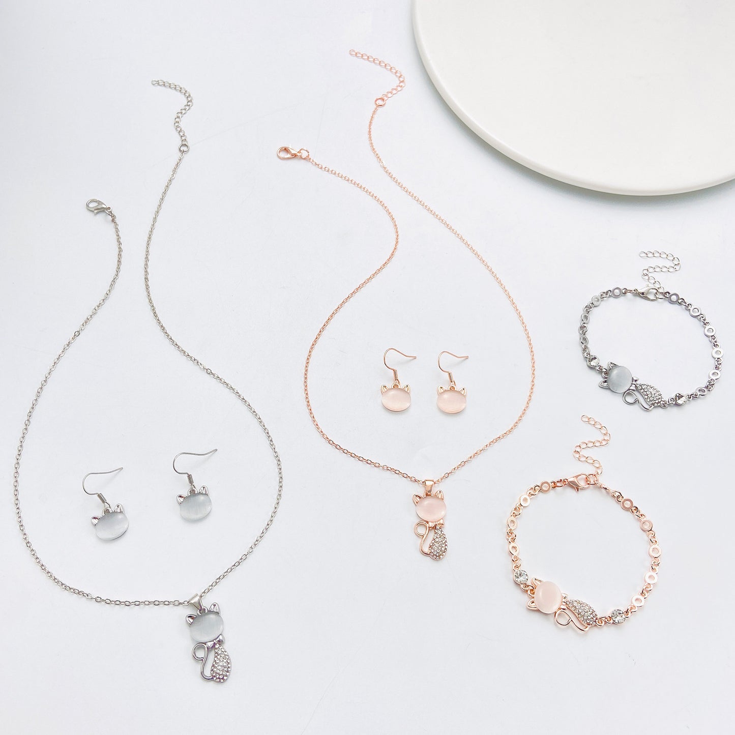 Women's Fashion Opal Cat Light Luxury Temperament Jewelry Set