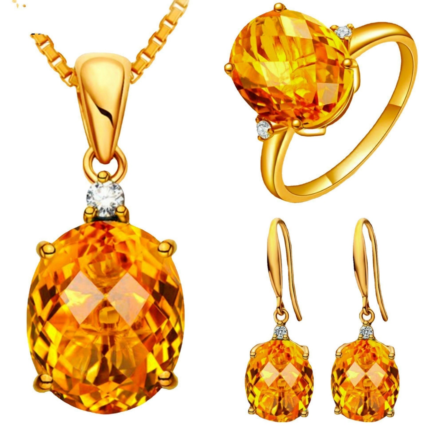 Women's Blue Red Yellow Green Purple White Gemstone Zircon Princess Jewelry Set