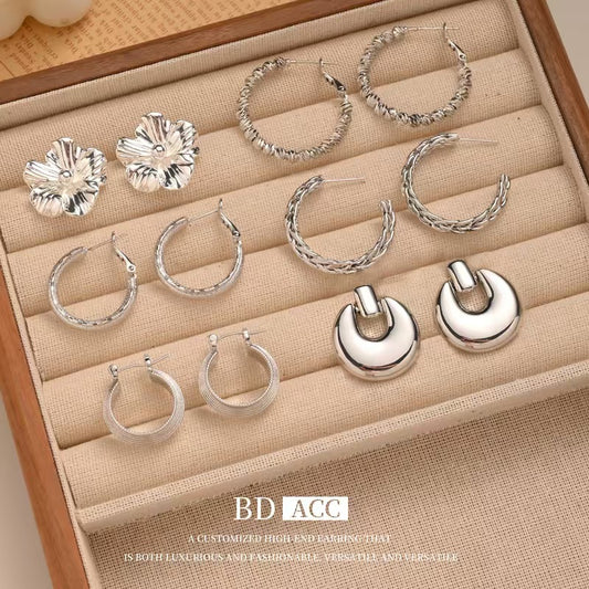 Women's Needle Round Irregular Vintage Metal High Earrings