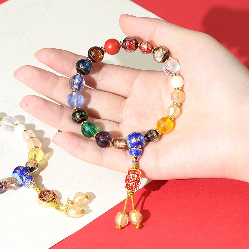 Fragrant Gray Colored Glaze Eighteen Prayer Beads Yellow God Of Bracelet