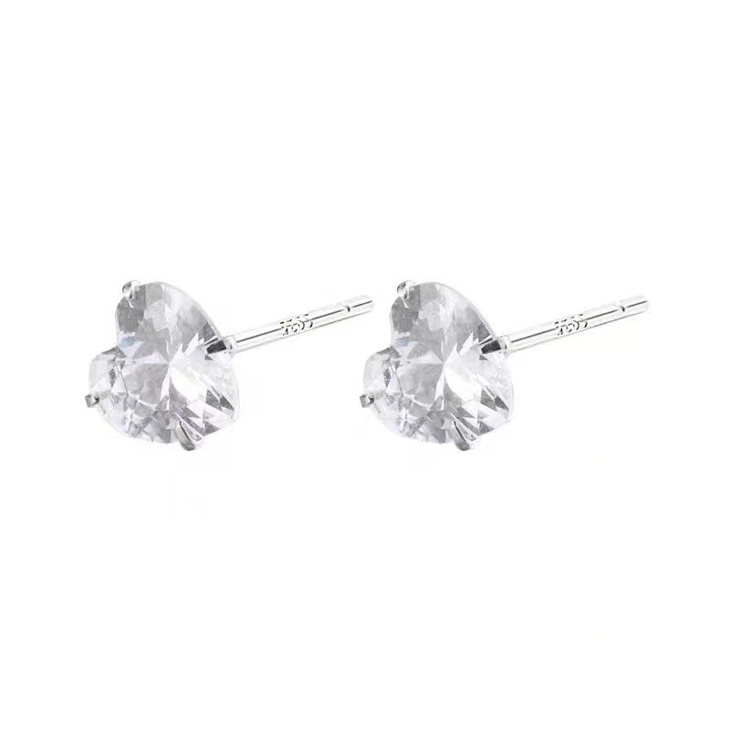 Women's Love Heart Ear Bone Zircon Pin Diamond Stud Earrings