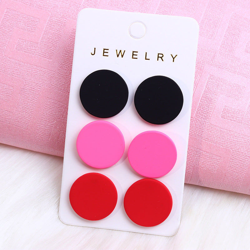 Women's Valentine's Day Gift Love Three-piece Acrylic Earrings