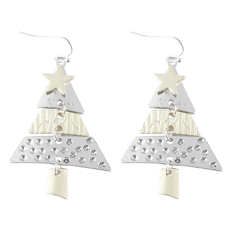 Fashion Two-tone Christmas Tree Personality Creative Earrings