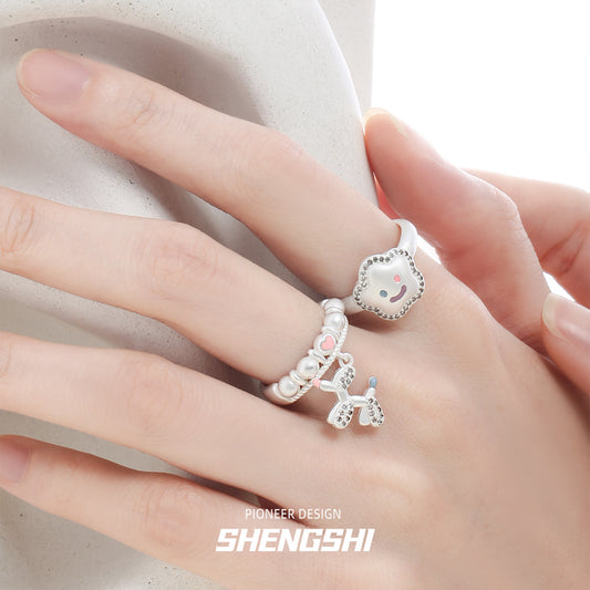 Women's Niche Balloon Dog Color Minimalist Fashion Rings