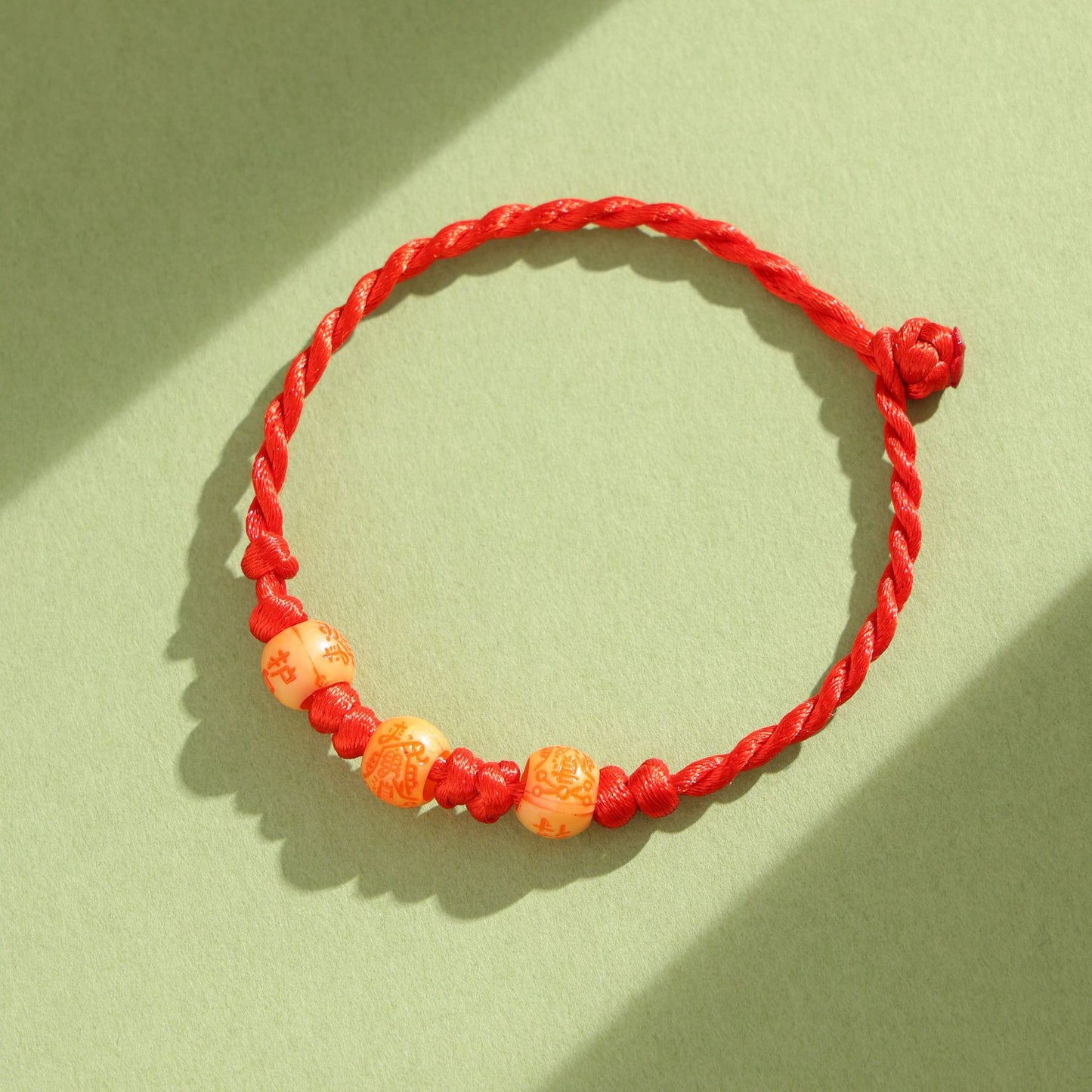 Woven Three Knotted Charm Braided Red Bracelets