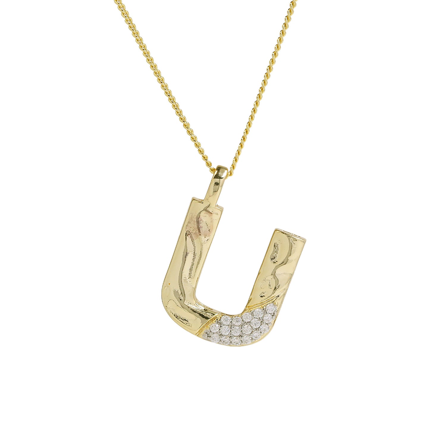 Brass Two-color Texture English Letters Contrast Necklaces