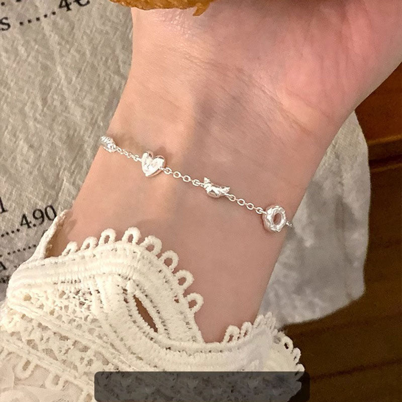 Sterling Sier Bread Biscuit Donut Female Fresh Exquisite High Sense Bracelet