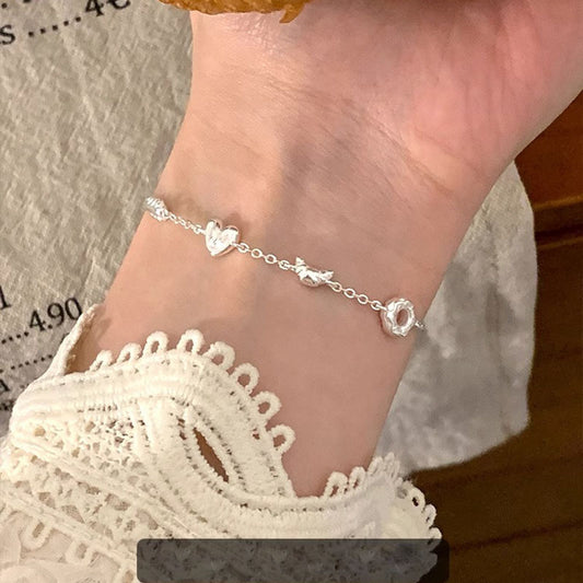 Sterling Sier Bread Biscuit Donut Female Fresh Exquisite High Sense Bracelet
