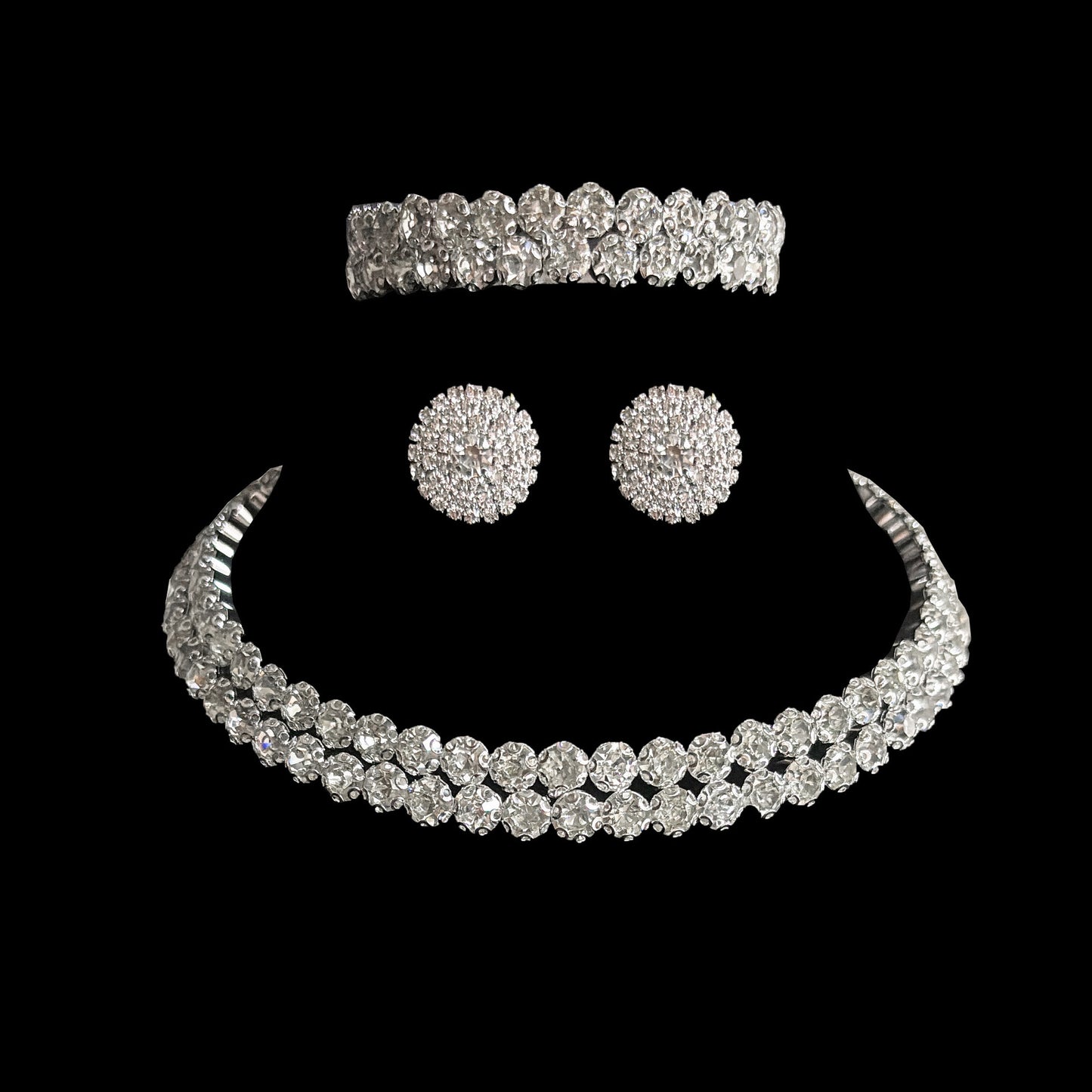 Women's Bridal Rhinestone Three-piece Clavicle Inlaid Light Jewelry Set