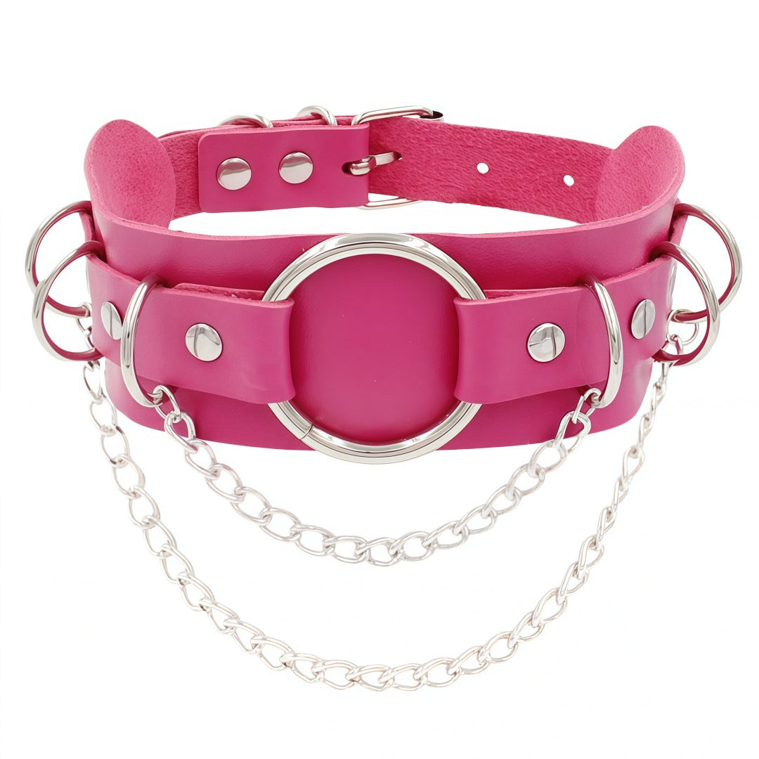 Protection Leather Punk Double Layer O-shaped Necklaces