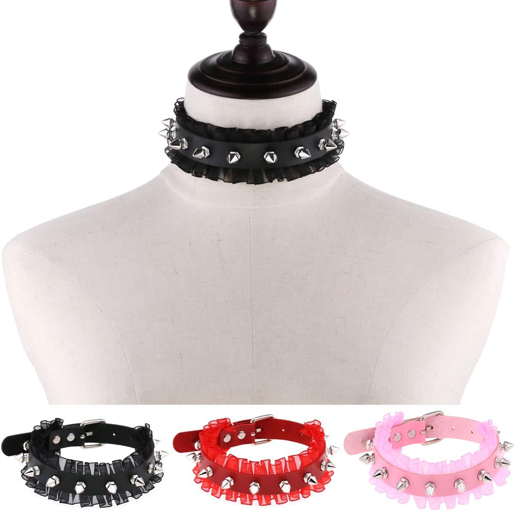 Punk Soft Lace Spike Rivet Neckband Sexy Elegant Collar
