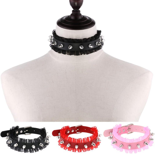 Punk Soft Lace Spike Rivet Neckband Sexy Elegant Collar