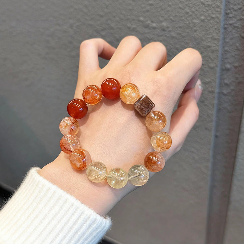 Natural Red Sealant Flower Agate Design Bracelet