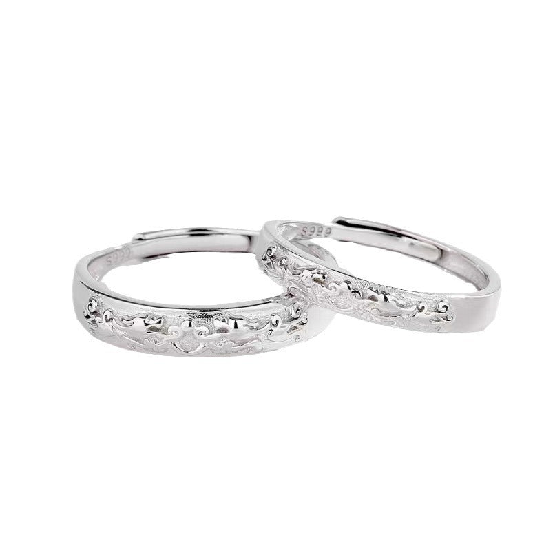 Women's & Men's Sier Pi Couple Light Luxury Minority High-grade Rings