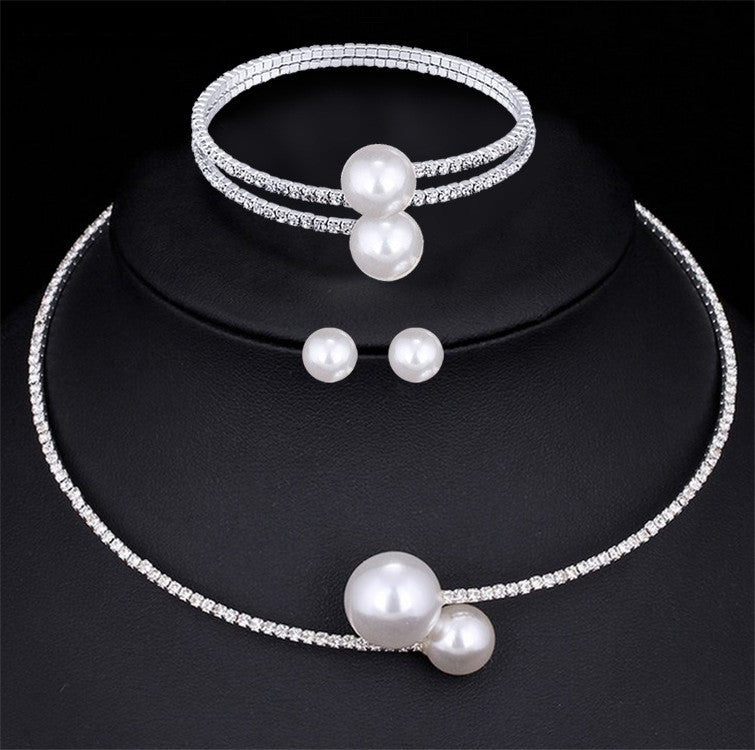 Women's Simple Clavicle Chain Full Diamond Large Jewelry Set