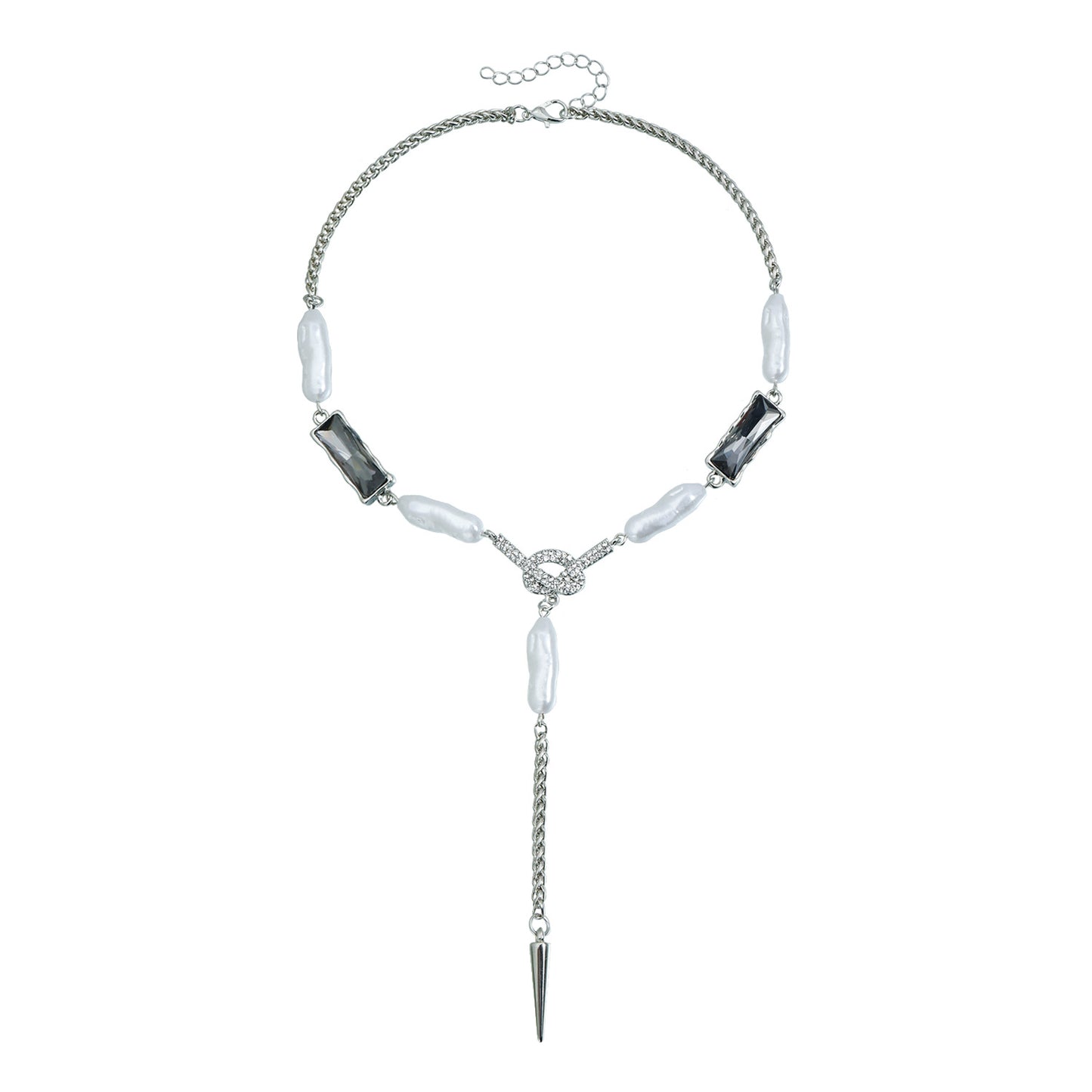 Mild Luxury Retro Pearl Black Diamond Bow Female Personality Necklaces