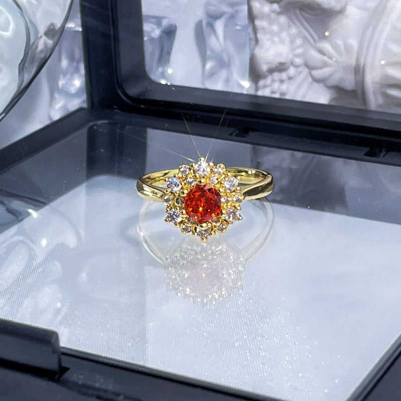 High-grade Red Diamond Open Female Minority Sweet Rings