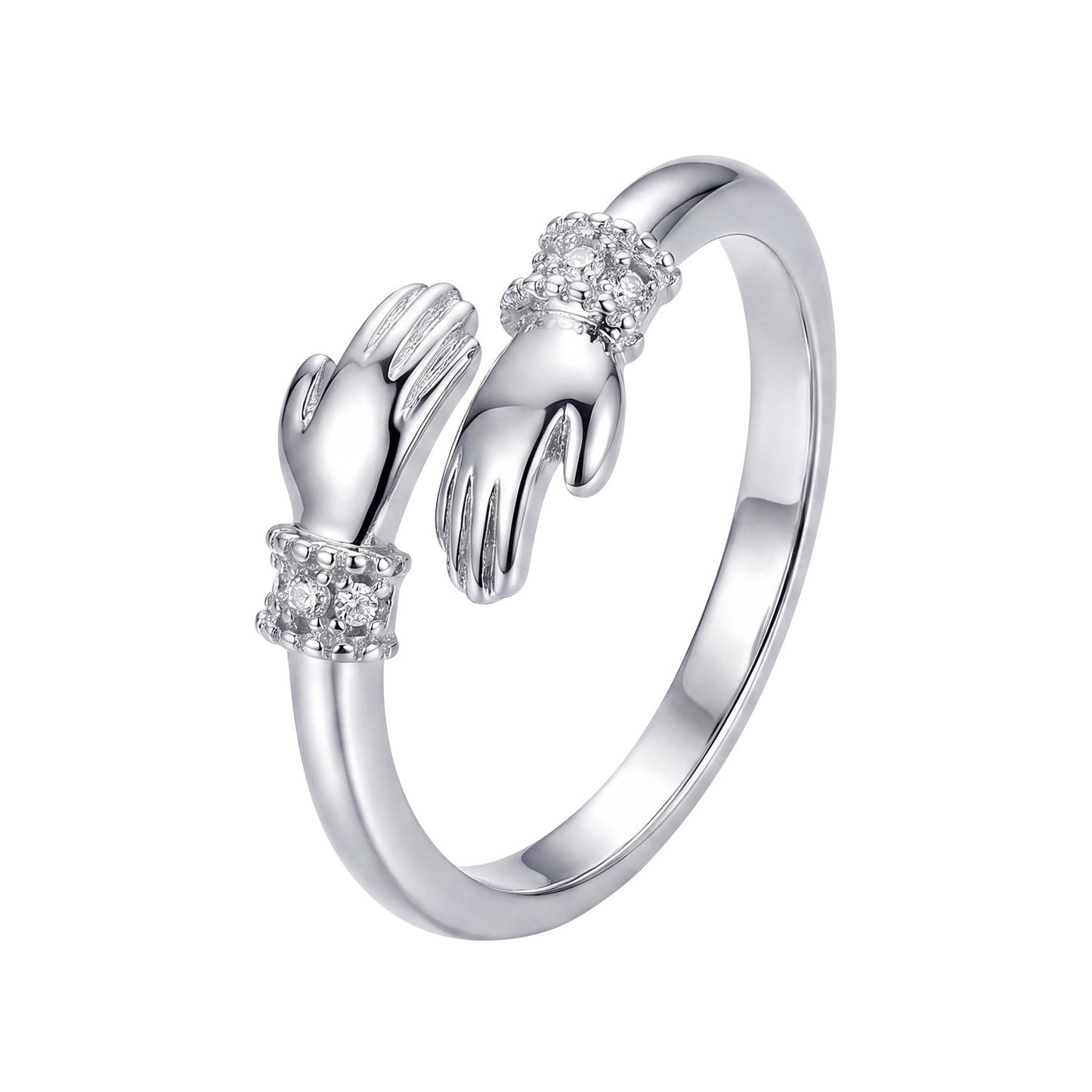 Women's Love Hug Hands Lettering Opening Adjustable Warm Heart Rings
