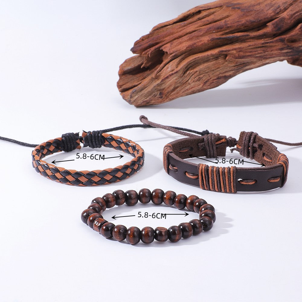 Simple Vintage Weave Punk Leather Carrying Bracelet